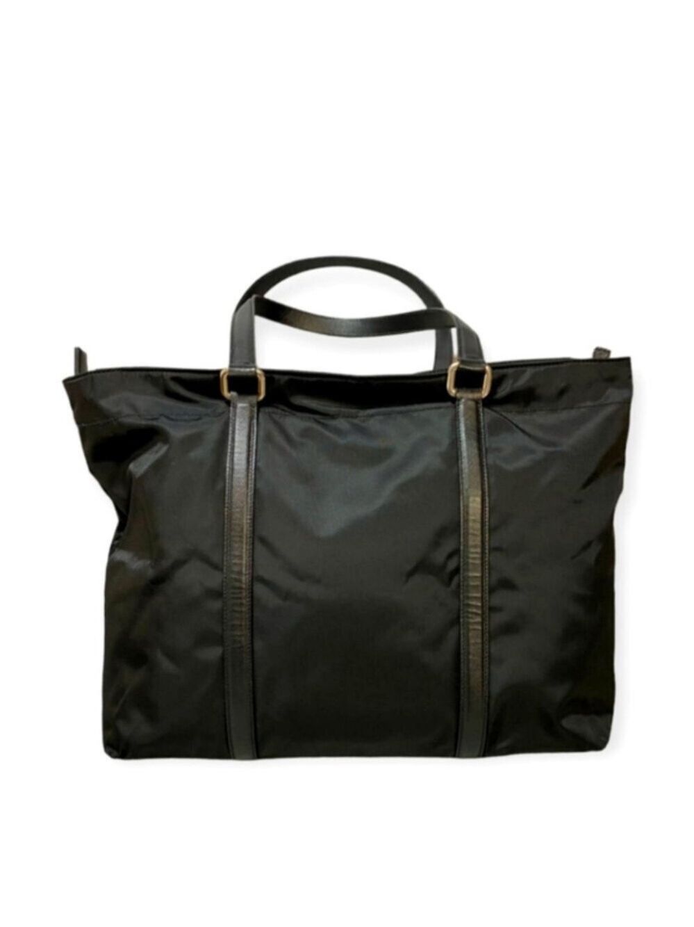 Authentic Prada Tessuto Nylon Tote Bag | Black Triangle Logo | Lampo Zipper - Picture 3 of 15